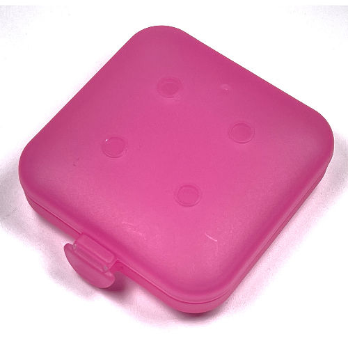 Clikits Container Box, Square with 2 × 2 Holes Arrangement - Hinged Trans-Dark Pink