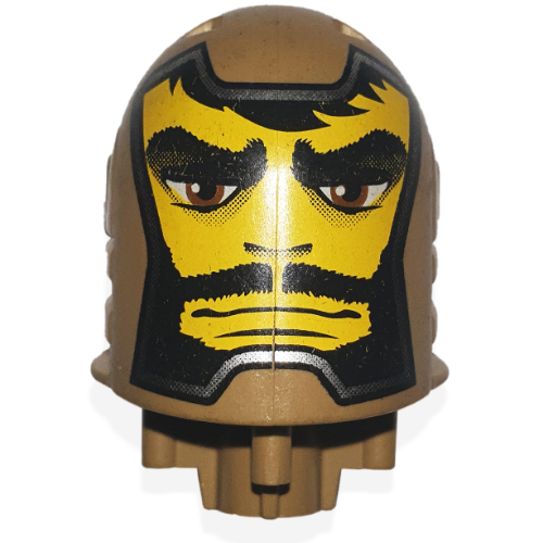 Large Figure Head, Round Top Sir Santis Print Dark Tan
