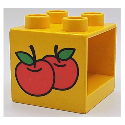 Duplo Cabinet 2 × 2 × 1.5 with Apples Print Yellow
