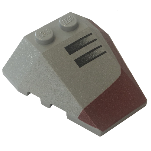 Brick Wedged, Sloped 4 × 4 Triple, Stud Notches with Left Vents Print Light Bluish Gray