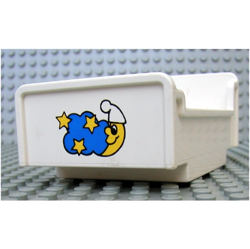 Duplo Bed 3 × 5 × 1 2/3 with Moon and Stars Print Weiß