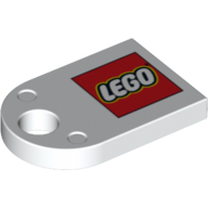 Tile Special 3 × 2 with Hole and LEGO Logo Print White