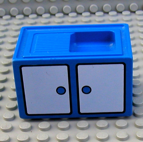 Duplo Sink with Cabinet Doors Print Blue