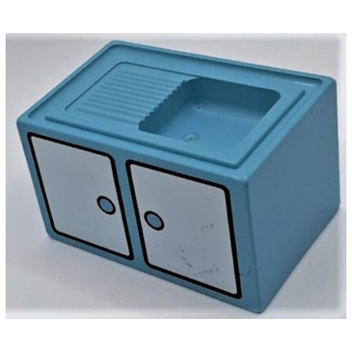 Duplo Sink with Cabinet Doors Print Maersk Blue