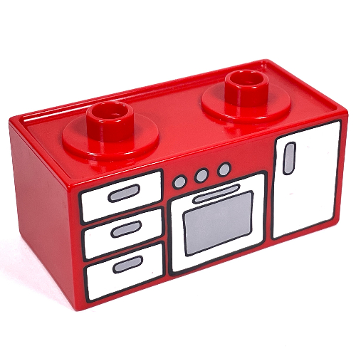 Duplo Oven Range with 2 Top Studs and Drawers Print Red