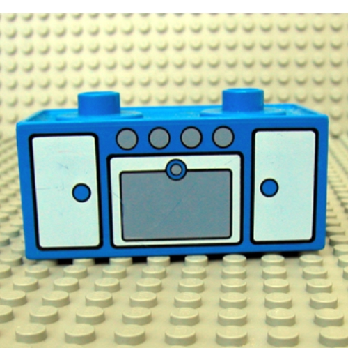 Duplo Oven Range with 2 Top Studs and Doors Print Blue