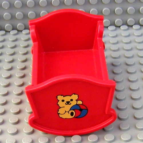Belville / Duplo, Babybett / Wiege mit Teddybär und Ball (bedruckt)