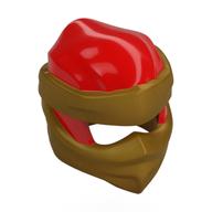 Wrap with Short Back Knot Smooth, Pearl Gold Mask pattern Red