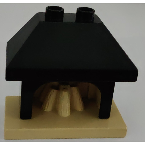 Duplo Fireplace with Black Top with 2 Top Studs Beige