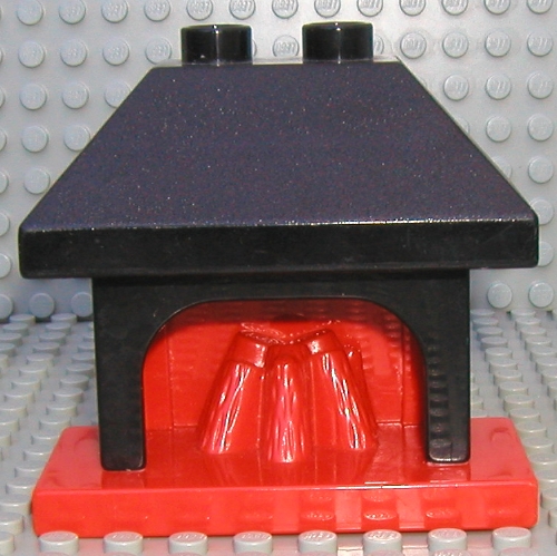 Duplo Fireplace with Black Top with 2 Top Studs Red