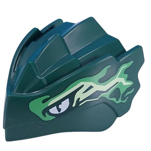 Creature Body Part, Dragon Head with White Eyes, Bright Green/Yellowish Green Markings print Dunkelgrün