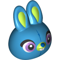 Minifig Head Special, Bunny with Lavender Eyes, Lime Nose and Ears Dunkelazur