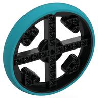 Wheel 88 × 14 with 4 Black Spokes with 4 Holes, 4 Inserts and Medium Azure Integral Tire Schwarz
