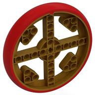 Wheel 88 × 14 with 4 Spokes with 4 Holes, 4 Inserts and Red Integral Tire Pearl Gold