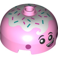 Brick Round 3 × 3 Dome with Center Stud with Ice Cream, Sprinkles, Happy Face Open Mouth print Leuchtrosa