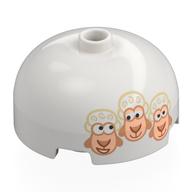 Brick Round 3 × 3 Dome with Center Stud with 3 Sheep print Weiß
