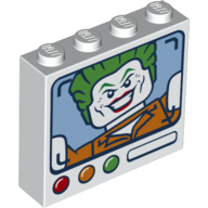 Brick 1 × 4 × 3 with TV Screen, Joker, Red, Orange, Green Button print White