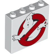 Brick 1 × 4 × 3 with Ghostbusters Logo print Weiß