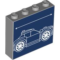 Brick 1 × 4 × 3 with White Blueprint Lines on Dark Blue Background print Hellblaugrau