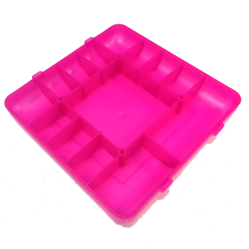 Clikits Container, 14 Compartment Sorting Tray Base Transparent-Dunkelrosa