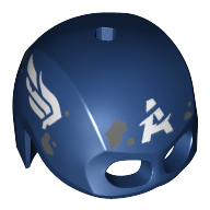 Helmet / Mask, Top Hole, Scratched White Wings, White 'A', Dark Bluish Grey Mud Spots Print (Captain America) Dunkelblau