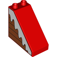 Duplo Brick 4 × 2 × 3 Slope 45° with Wood Panels and Snow Print Rot