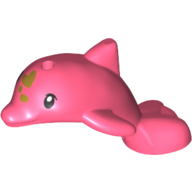 Animal, Dolphin, Baby with Black Eyes, Olive Green Hearts print [Keine Farbe/Beliebige Farbe]