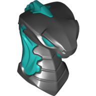 Minifig Head Special, Snake with Dark Turquoise Flames, Eyes Pattern Schwarz