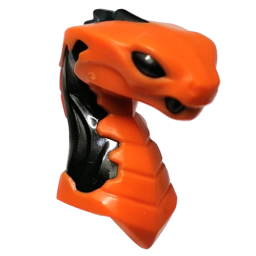 Minifig Head Special, Snake with Pearl Titanium Flames, Eyes Pattern Orange