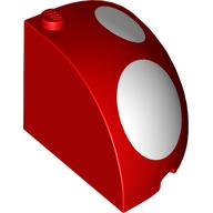 Brick Round Corner 4 × 4 × 3 Quarter Dome Top with White Dots print Red