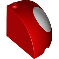 Brick Round Corner 4 × 4 × 3 Quarter Dome Top with White Dots print Red