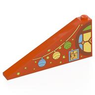 Brick Sloped 25° 1 × 8 × 3 with Stars, Garland, Bunny and Half Stained Glass Round Window print Reddish Orange
