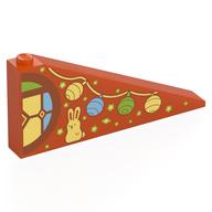 Brick Sloped 25° 1 × 8 × 3 with Stars, Garland, Portrait and Half Stained Glass Round Window print Reddish Orange