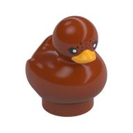 Animal, Bird, Duck / Duckling with Black Eyes, Bright Light Orange Beak, Spots print Dunkelorange