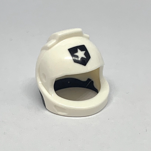 Helmet, Space with Black Neck Pattern and Police Badge Star Print Weiß