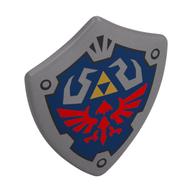 Shield Triangular with Spiked Top with Red Wings, on Dark Blue Field print Mattsilber