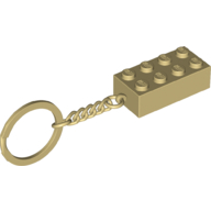 Key Chain, Chrome Chain and Ring with 2 × 4 Brick Tan