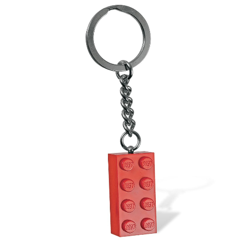 Key Chain, Chrome Chain and Ring with 2 × 4 Brick