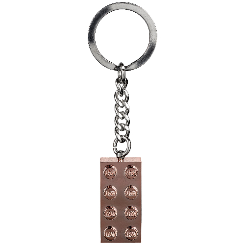Key Chain, Chrome Chain and Ring with 2 × 4 Brick Chrome Pink
