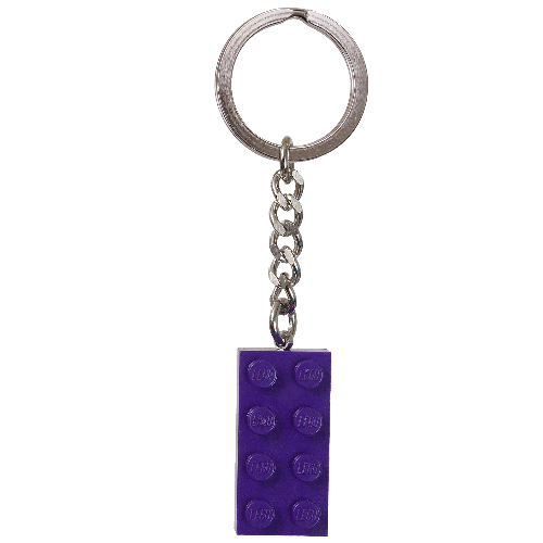 Key Chain, Chrome Chain and Ring with 2 × 4 Brick Dark Purple