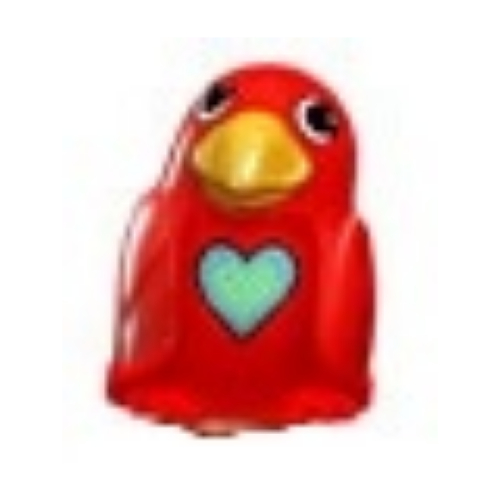 Primo Animal Bird Small with Medium Blue Heart Print Red