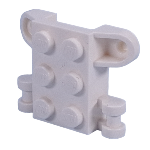 Minifig Neckwear Bracket with 6 Back Studs, 2 Handles, 2 Protruding Front Studs White