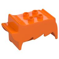 Duplo Brick, Hair, 2 × 2 Top Studs, Spiked to Side, Spiked Bangs Orange