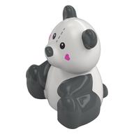 Duplo Animal Bear, Sitting with Dark Bluish Grey Ears, Legs, Dark Pink Hearts on Cheeks, Sew Line on Forehead print White