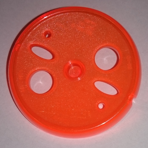 Projectile, Disk, 4 Holes, 2 Large Holes, 2 Small Holes Transparent-Neonorange