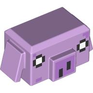 Minifig Head Special, Cube Pig with Pixelated Nose, Eyes print Lavendel