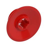 Train Wheel Small, hole notched for wheels holder pin Red