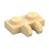 Hinge Plate 1 × 2 Locking with 2 Fingers on Side, 7 Teeth Tan