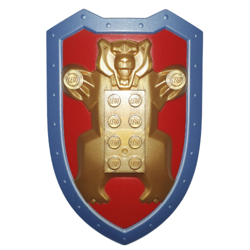 Large Figure Shield, 2 × 4 Brick Relief, Bear with Red and Gold Print Perlgold