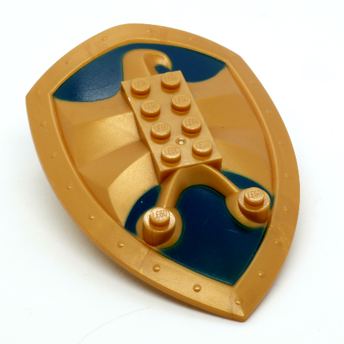 Large Figure Shield, 2 × 4 Brick Relief, Jayko Hawk with Dark Blue Print Perlgold